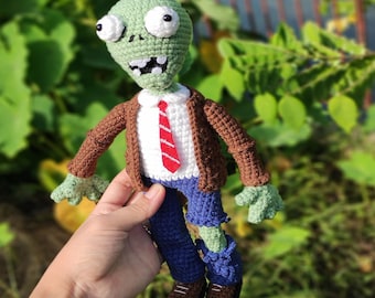 Crochet Zombie Plush Doll - Plants Vs Zombies Crochet, Creepy Cute Crochet, Halloween Decorations, Halloween Theme, Stuffed Halloween Toy