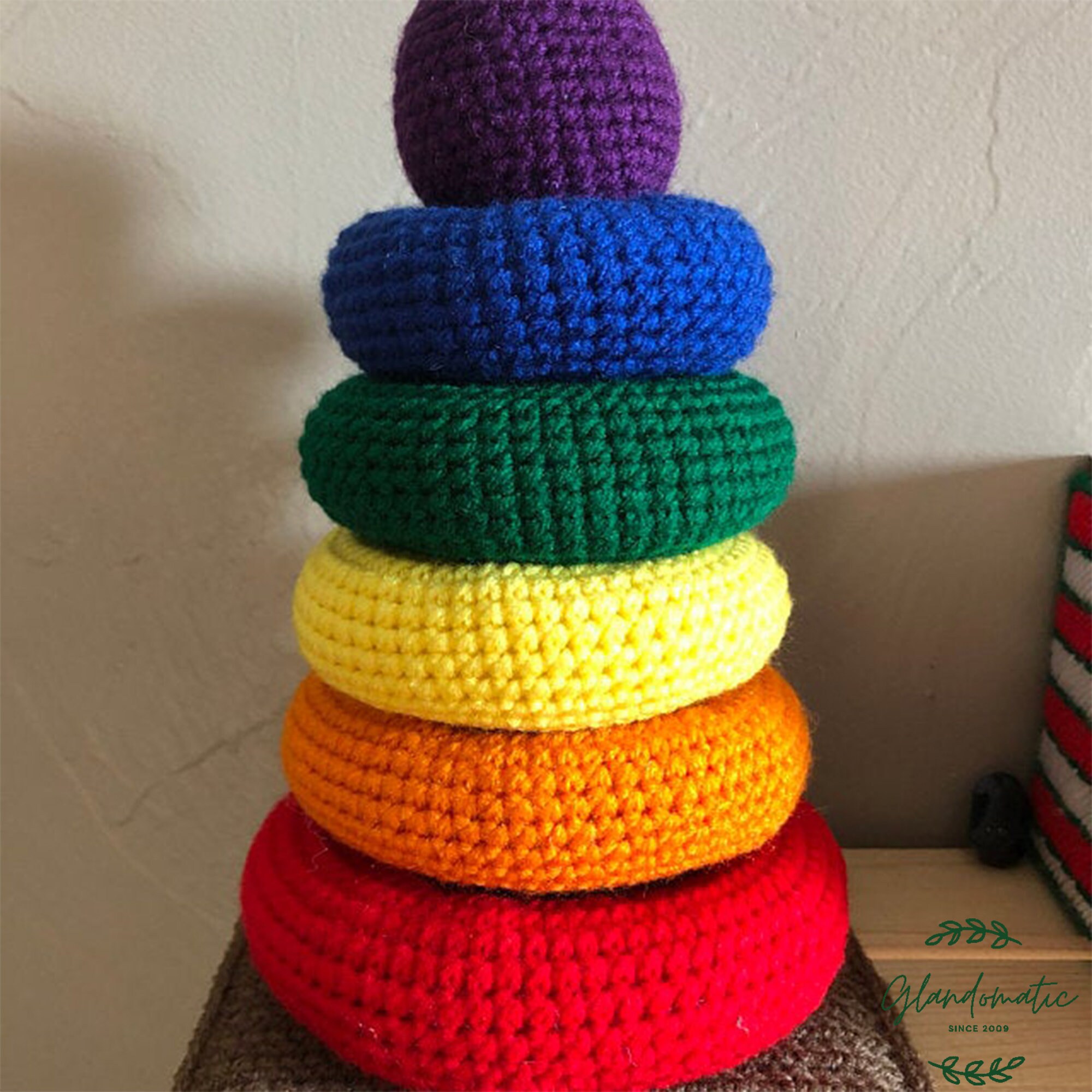 Crochet Baby Toys Montessori Rainbow Stacking Rings - Educational Toy ...