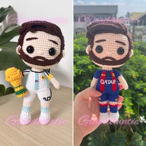 Crochet Lionel Messi Doll - Funko Messi Plush Toy - World Champion, GOAT Soccer Player - Celebrity Amigurumi - Messi Fan Gift