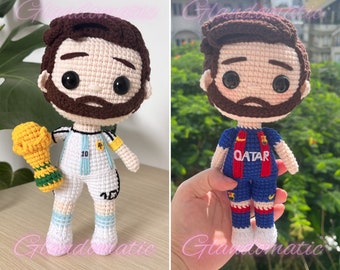Crochet Lionel Messi Doll - Funko Messi Plush Toy - World Champion, GOAT Soccer Player - Celebrity Amigurumi - Messi Fan Gift