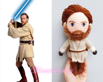 Obi Wan Kenobi Crochet Doll - Custom Clone Wars Plush Toy - Custom Character Stuffed  - Star Wars Handmade Gift