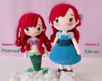 Princess Ariel Crochet Doll - Mermaid Disney Character Plush - Princess, Queen Amigurumi - Toys for Girl - Handmade Gifts
