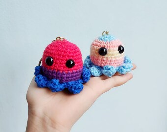 Peluche de ganchillo de pulpo LGBT Llavero de ganchillo del Orgullo LGBT  Calamares gay Llavero de animales marinos Ganchillo Pulpo