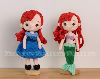 Custom Mermaid Princess Crochet Doll - Animated Character Plush - Princess, Queen Amigurumi - Toys for Girl - Handmade Gifts