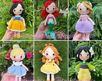 Disney Princess Crochet Doll - Personalized Plush Gift - Princess Amigurumi - Crochet Princess Doll,  Doll, Princess Doll, Tiny Doll