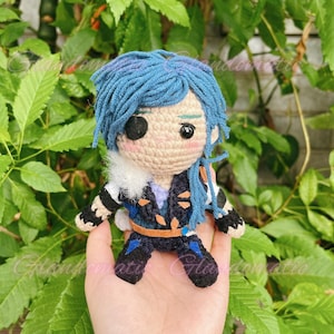 Poupée au crochet Kaeya - Poupée au crochet de jeu mobile - Peluche de personnage de jeu mignon - Personnage préféré en peluche