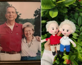 Personalized Grandpa, Grandma Crochet Doll - Custom Grandparent Doll - Anniversary Couple Plush Toy - Gifts for Old Man