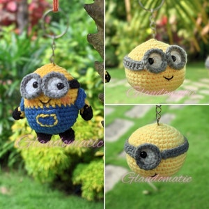 Gehäkelte gelbe Freunde Schlüsselanhänger - Gelbe Kreaturen Amigurumi Puppe - Animierte Film Charakter gehäkelte Puppe - Bananen-liebend - Beliebtes Spielzeug