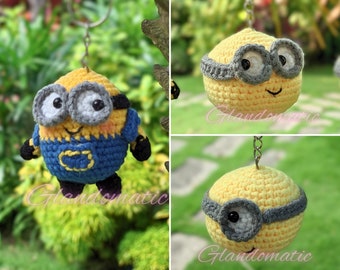 Gehaakte Yellow Buddies-sleutelhanger - Yellow Creatures Amigurumi-pop - Gehaakte pop animatiefilmpersonage - Banaanliefhebbend - Populair speelgoed