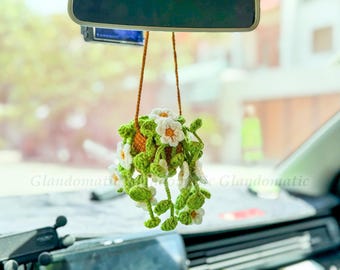 Gehaakt autohangdecor - Handgemaakte autoplant - Auto-accessoires - Gehaakte autobedel