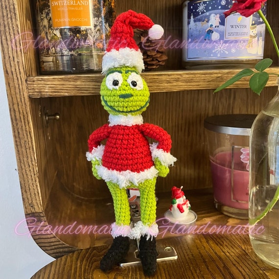 Poupée au crochet Santa Grinch Grinch On The Shelf Peluche Grinch