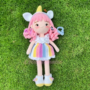 Sofia Crochet Doll - Personalized Unicorn Princess Plush Gift - Rainbow Princess Amigurumi - Baby Girl Doll - Christmas Gift