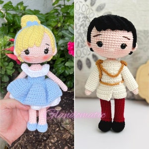 Crochet Cinderella and Prince Charming Doll - Princess Baby Doll - Prince Plushie