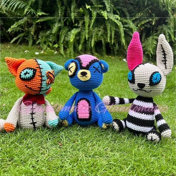 Creepy Bear, Cat, Bunny Halloween Crochet Doll - Horror Animals Plush Toy - Zombie Teddy, Rabbit Soft Toy - Halloween Gifts