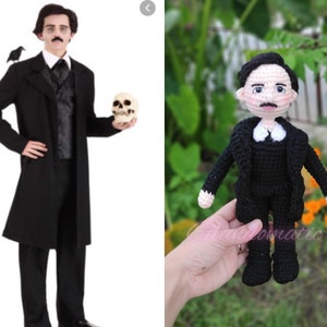Edgar Allan Poe Virkad Docka - Edgar Poe-inspirerad Plysch - Inflytelserik amerikansk poet, romanförfattare, författare Gosedjur - Idol Look Alike Docka