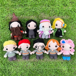 Mini Wizard Amigurumi- Set of 9 Handmade Doll - Wizardly World Crochet Doll Collection -  - Wizard, Witch, Magician, Sorcerer Soft Plush Toy