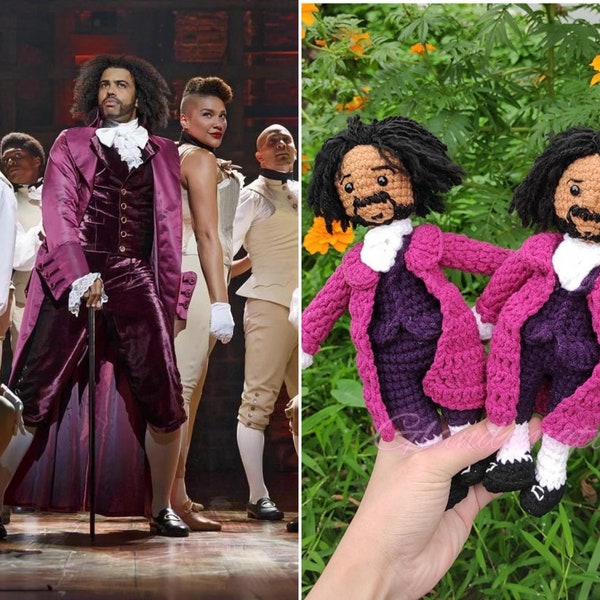 Thomas Jefferson Crochet Doll - Peluche personaggio Hamilton - Peluche musicale Hamilton personalizzato - Regalo imbottito musicale americano