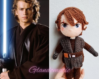 Crochet Anakin Skywalker Doll - Custom Clone Wars Character Plush Toy - Anakin Soft Toy  - Star Wars Handmade Gift