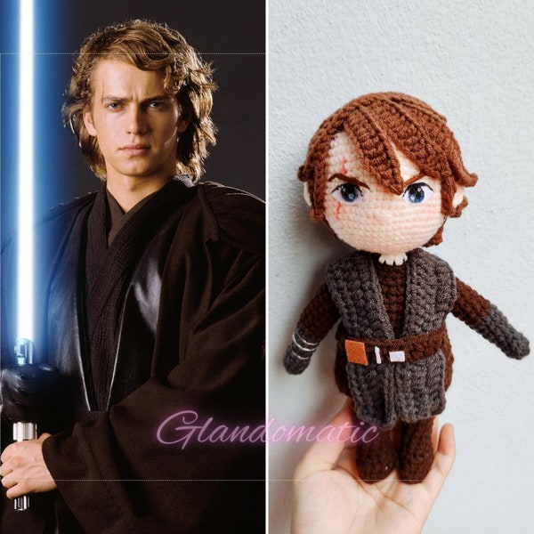 Crochet Anakin Skywalker Doll - Custom Clone Wars Character Plush Toy - Anakin Soft Toy  - Star Wars Handmade Gift