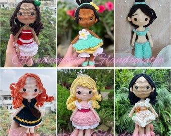 Crochet Princess Character Plush Doll - Princesses, Queen, Fairies Amigurumi - Crochet Gift For Girls Or Daughter