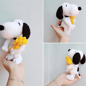 Crochet Snoopy and Woodstock Plush Dolls - Snoopy Amigurumi - Snoopy, Woodstock Stuffed Crochet