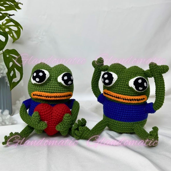 Crochet Frog Meme Doll - Funny Animal Stuffed Toy - Frog Plush Toy