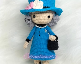 Muñeca de ganchillo de la Reina Isabel II - En nuestra memoria Muñeca de la Reina - Su Majestad Amigurumi