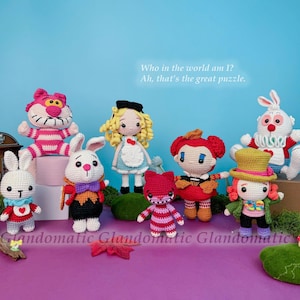 Alice in Wonderland Collection Crochet Doll, Queen of Hearts, Mad Hatter, Cheshire Cat, Crochet Wonderland Theme, Fairytale Doll