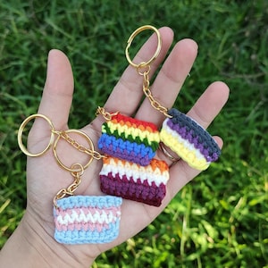 LGBT Pride Crochet Flag - Lesbian Plush, Gender Fluid, Bisexual, Pansexual, Nonbinary, Asexual, Transgender, Rainbow Plush- LGBT Keyring