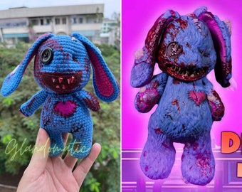 Custom Zombie Bunny Crochet Doll - Horror Game Cold War Character Plush - Scary Movie Character Stuffed Toy Crochet Commissions