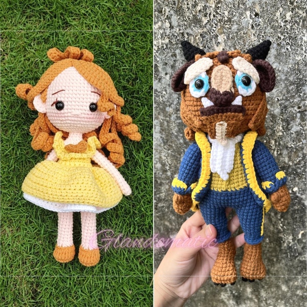 Beauty and the Beast Crochet Doll - Disney Princess Plushie - Prince Adam Amigurumi - Monster Stuffed Toy - Princess Baby Doll