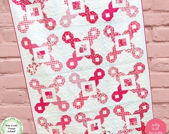 Voor pdf-quiltpatroon Melly Pink Ribbon