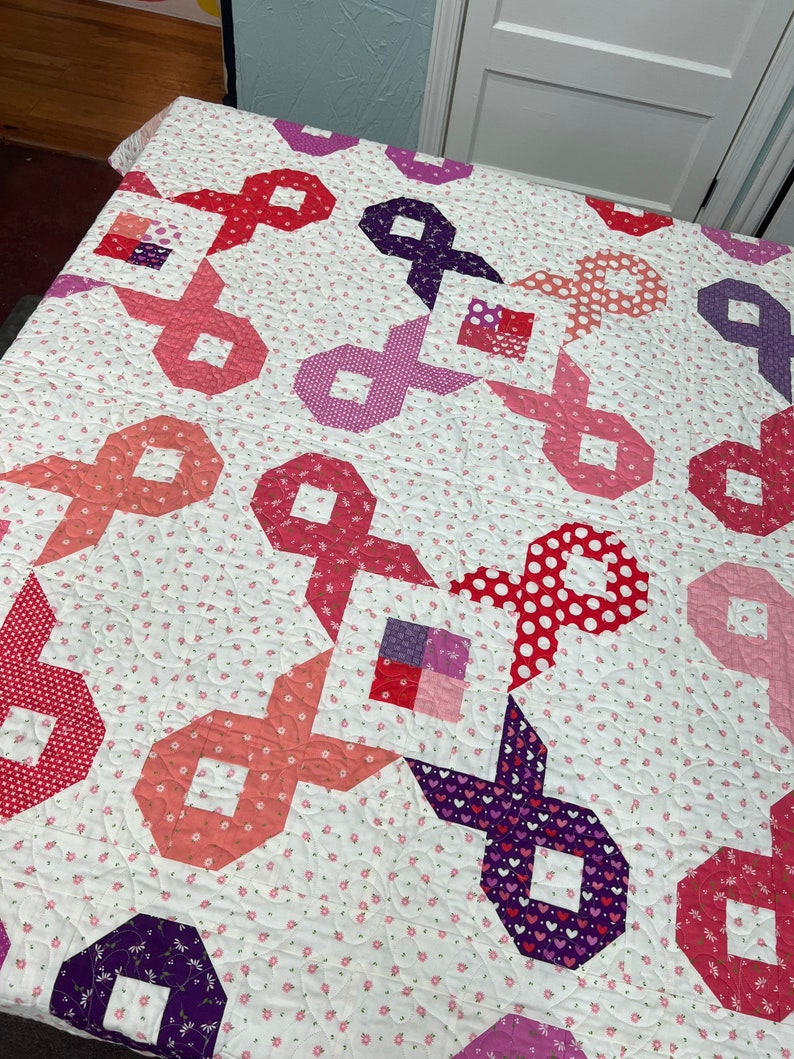 For Melly Pink Ribbon Quilt Pattern Etsy