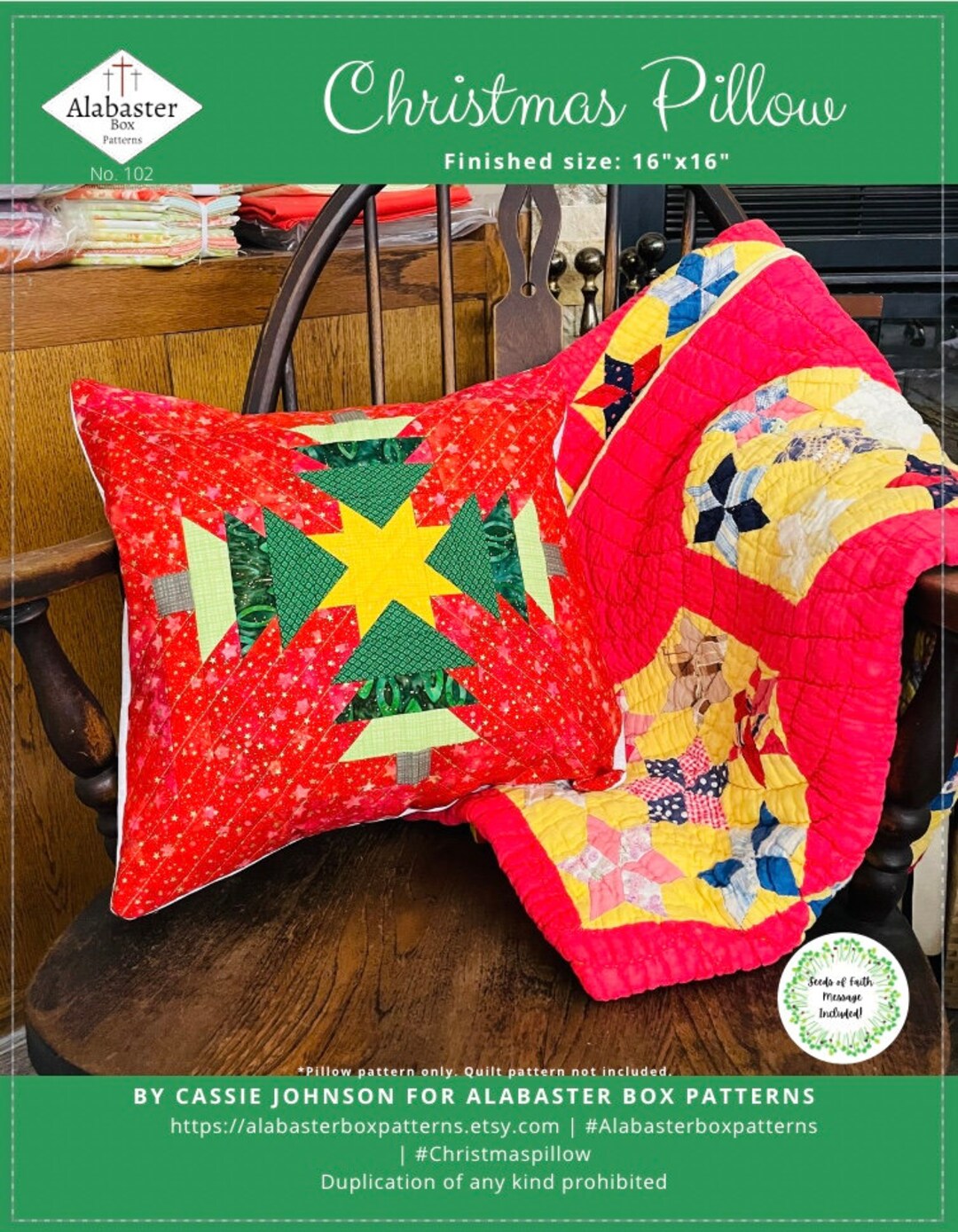 Quilted Christmas Pillow PDF Pattern PDF Download Etsy