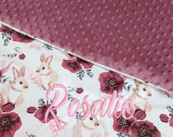 Personalized baby blanket in very warm, triple-layer minky embroidery/autumn, winter (premium)