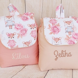 Sac à dos bretelles réglables enfant personnalisé en broderie entièrement fait main pour l'école, la crèche, la nounou, le sport ect...