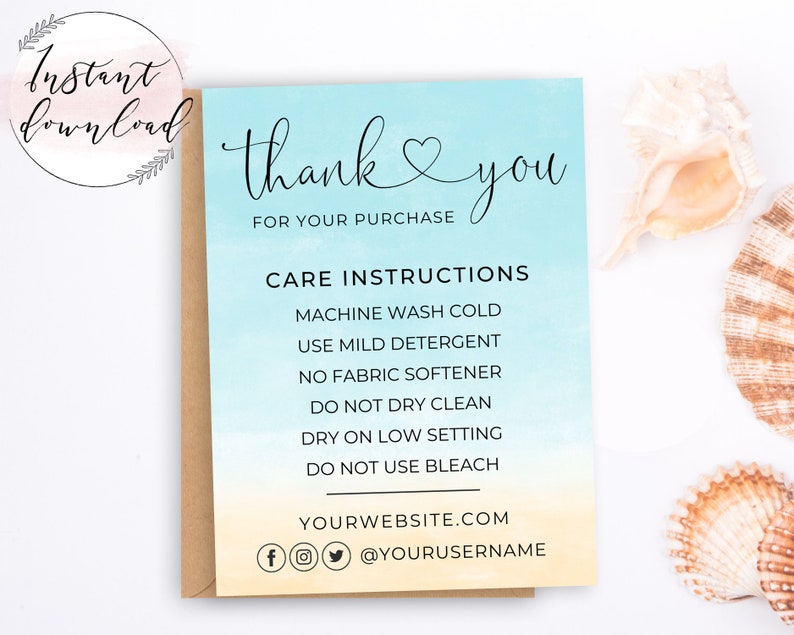 printable washing care instructions for tshirt packaging