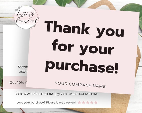 Business Thank You Card Template Poshmark Etsy Thank You for - Etsy