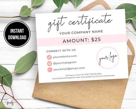 Buy Printable Gift Certificate Template Download Blank Gift Online in India  - Etsy