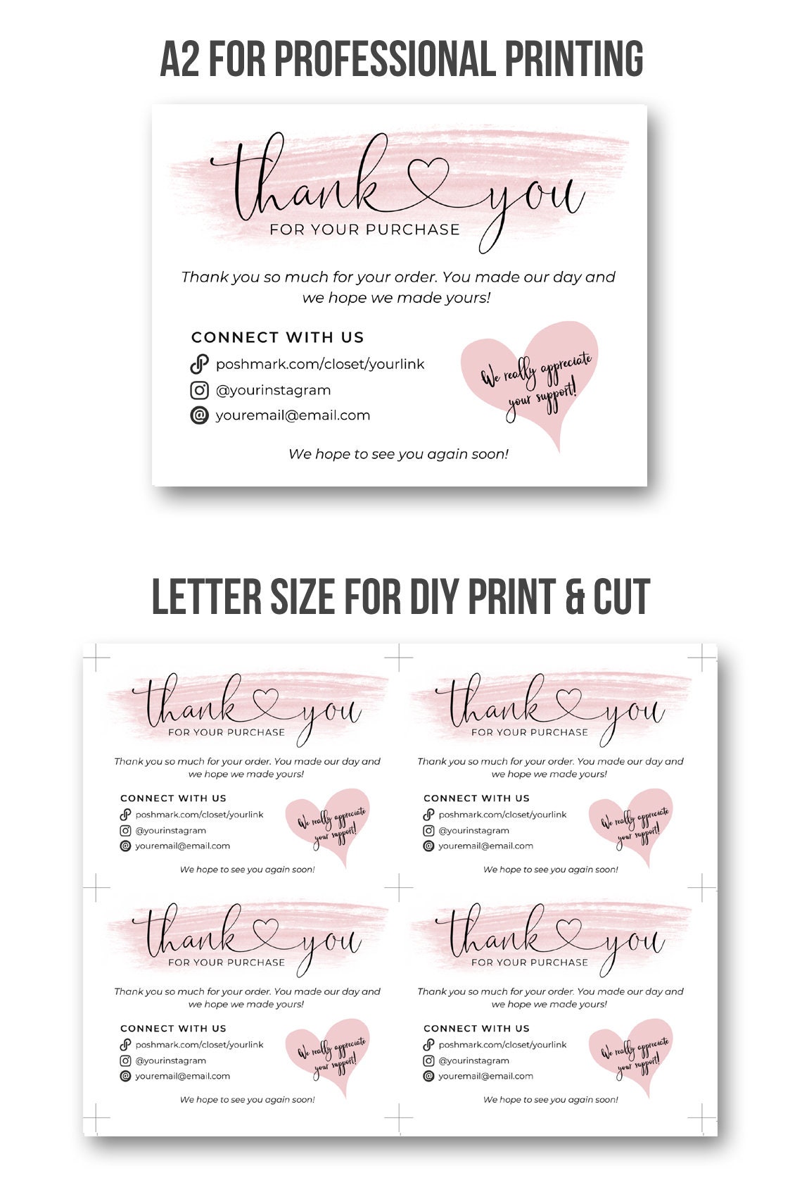 Poshmark Thank You Cards Poshmark Thank You Note Template | Etsy