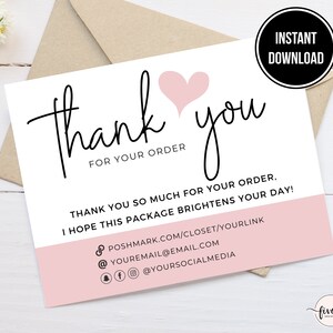 Cute Poshmark Thank You Notes Poshmark Thank You Card - Etsy