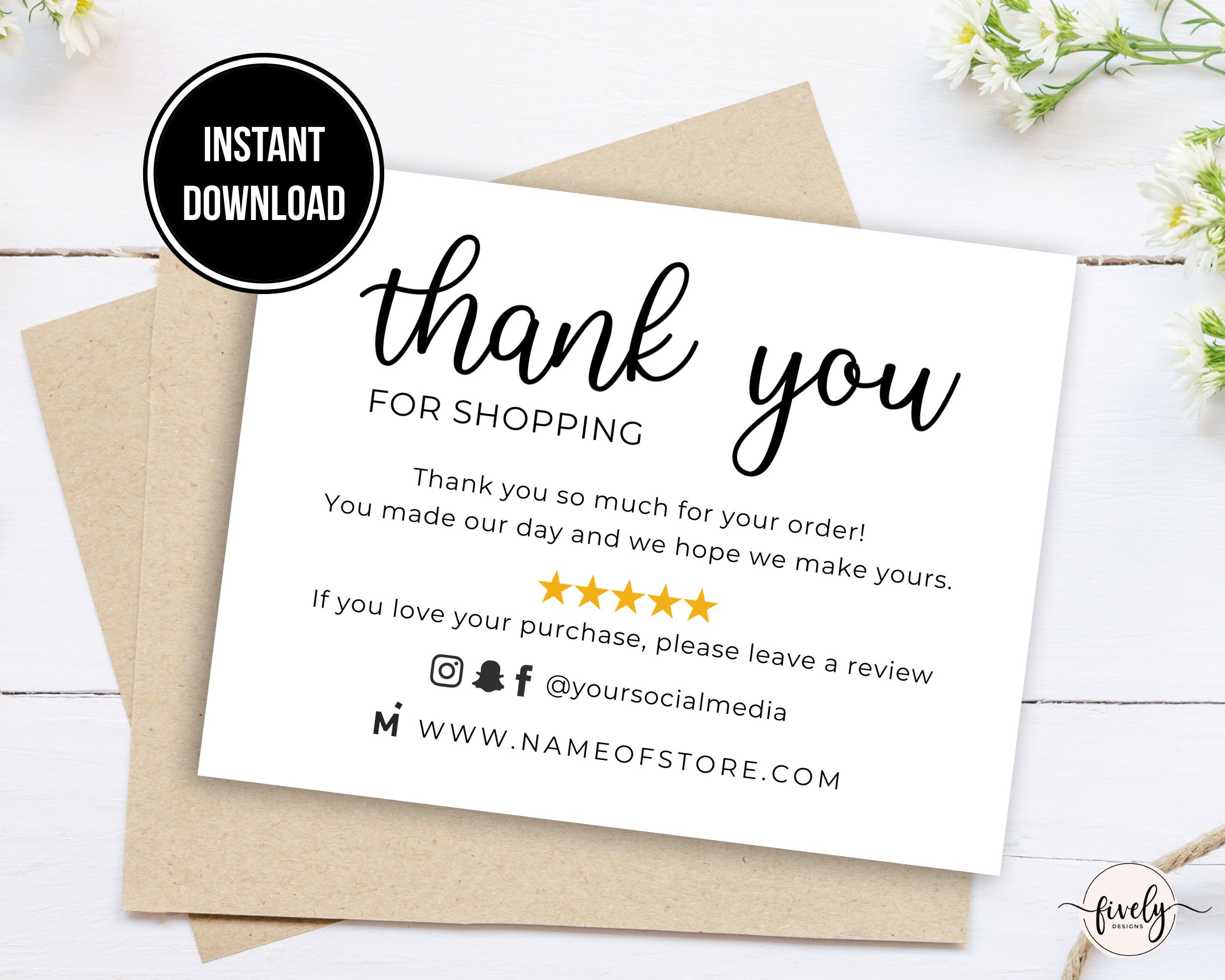 Printable Mercari Thank You Card Template Mercari Thank
