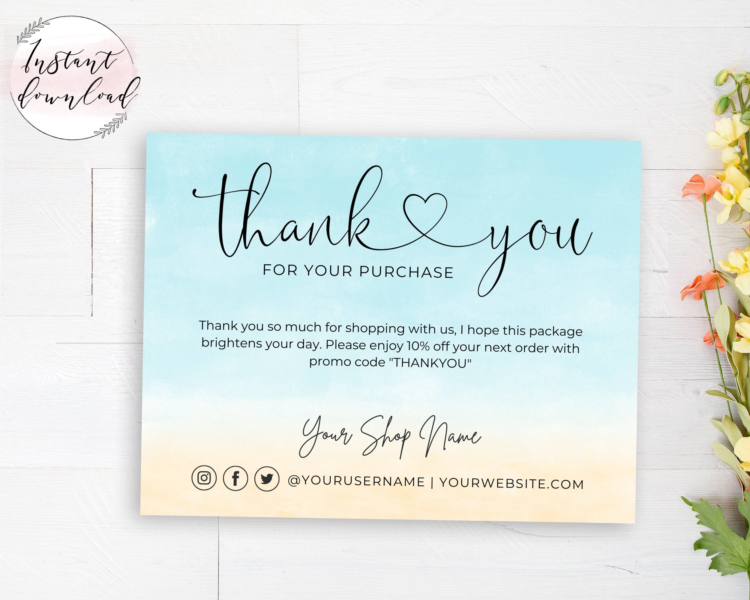 Thank You Cards Business Template Poshmark Etsy Mercari Ebay | Etsy