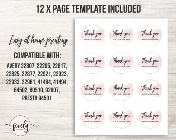 Thank You Stickers Business Printable Template, Thank You For Your Order Stickers, Retail Thank You For Your Business Round Stickers Labels