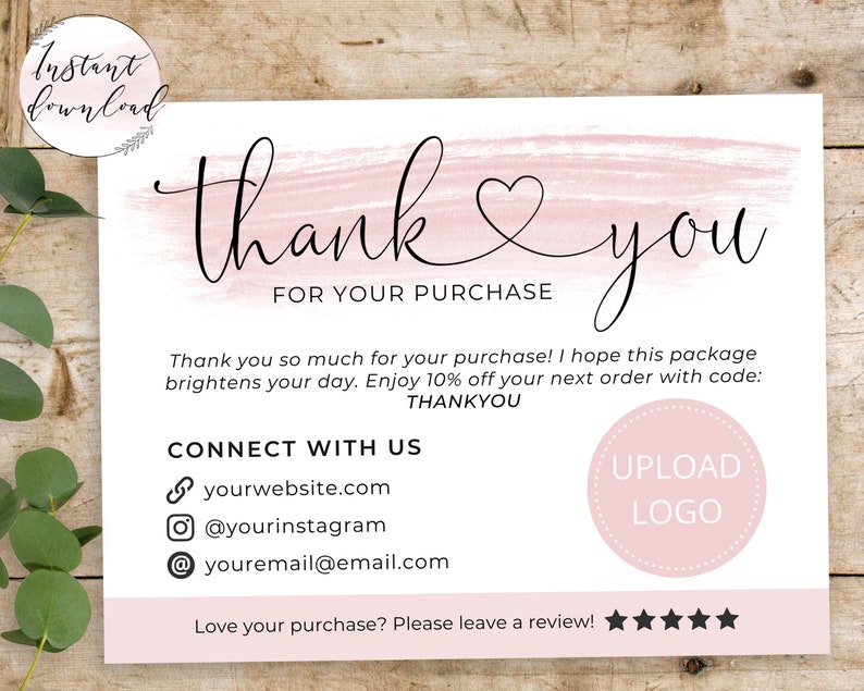 Thank You Card Business Template Poshmark Etsy Thank You For | Etsy