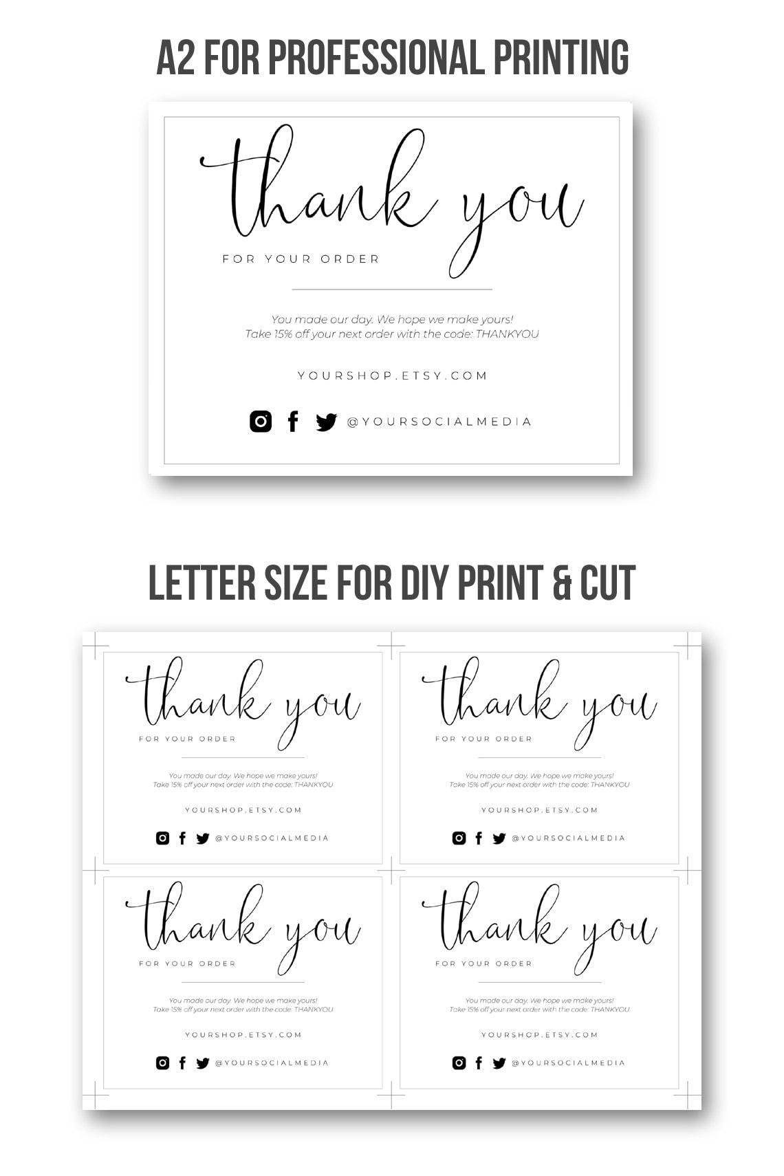 Etsy Thank You for Your Purchase Card Etsy Shop Thank You Etsy