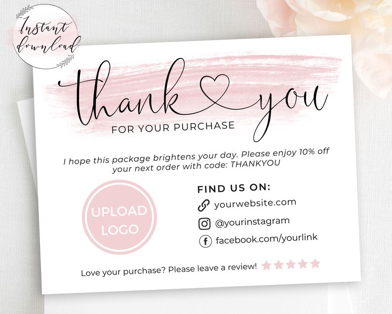 Business Thank You Card Template Poshmark Etsy Thank You for | Etsy