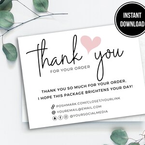 Printable Poshmark Thank You Note Template Poshmark Thank You Etsy
