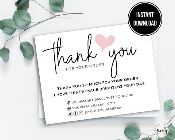 Poshmark Thank You Card Template Business Thank You Note 