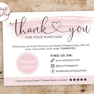 Thank You Card Business Template Poshmark Etsy Thank You for - Etsy